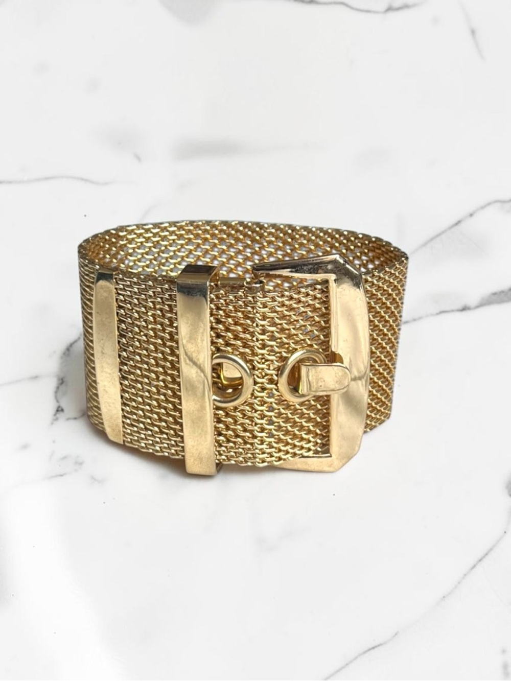 Vintage Gold Woven Mesh Buckle Bracelet